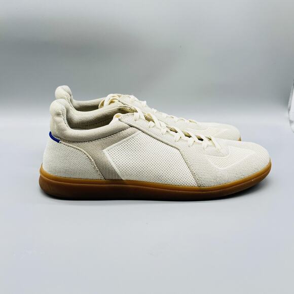 Rothy's Shoes Men 11.5 Ivory Knit Sneaker RS01 Lace Up Low Top Gum Sole Recycled - Picture 1 of 12